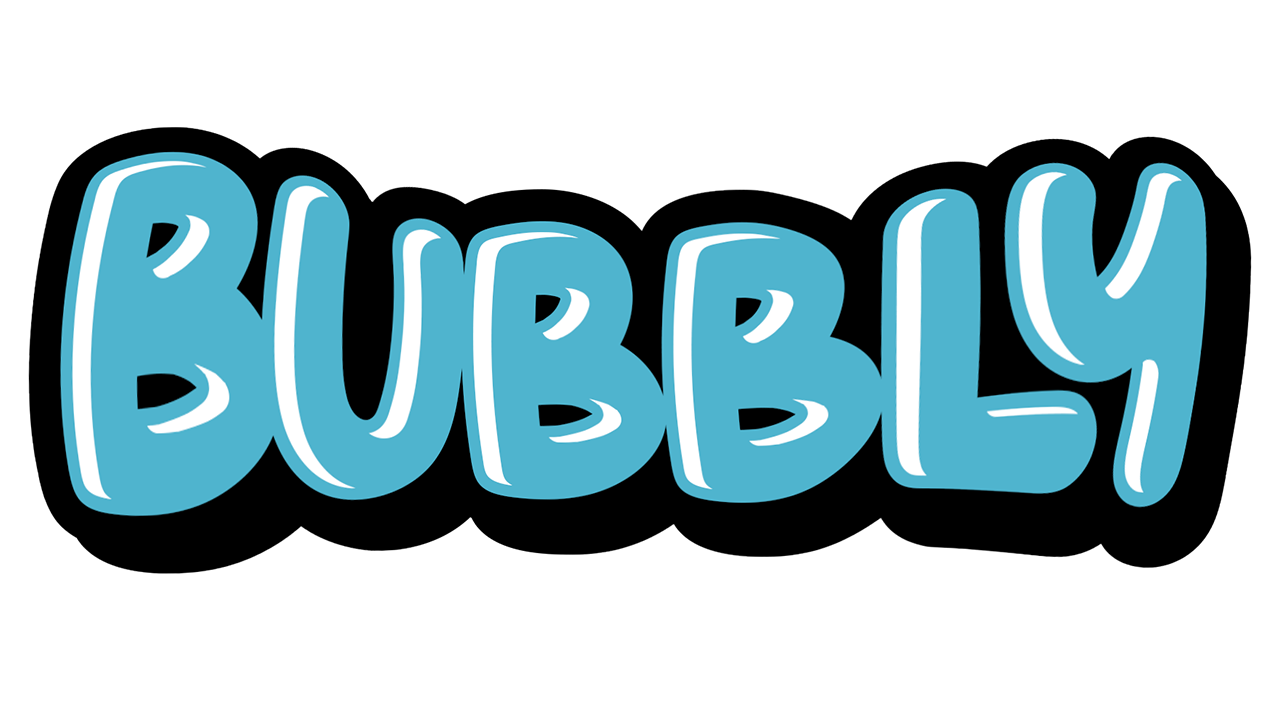 Bubbly game logo on a transparent background